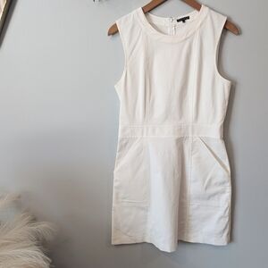 Theory White Sleeveless Sheath Midi Dress